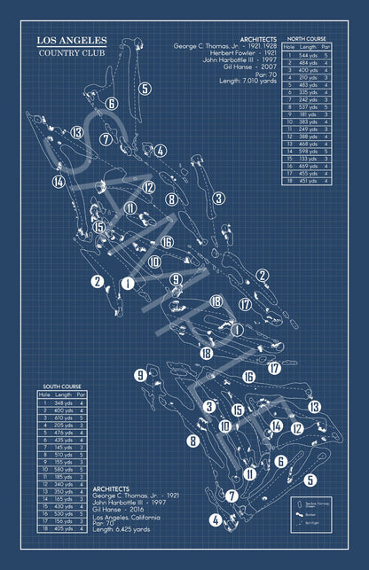 Los Angeles Country Club North and South Courses Blueprint (Print)