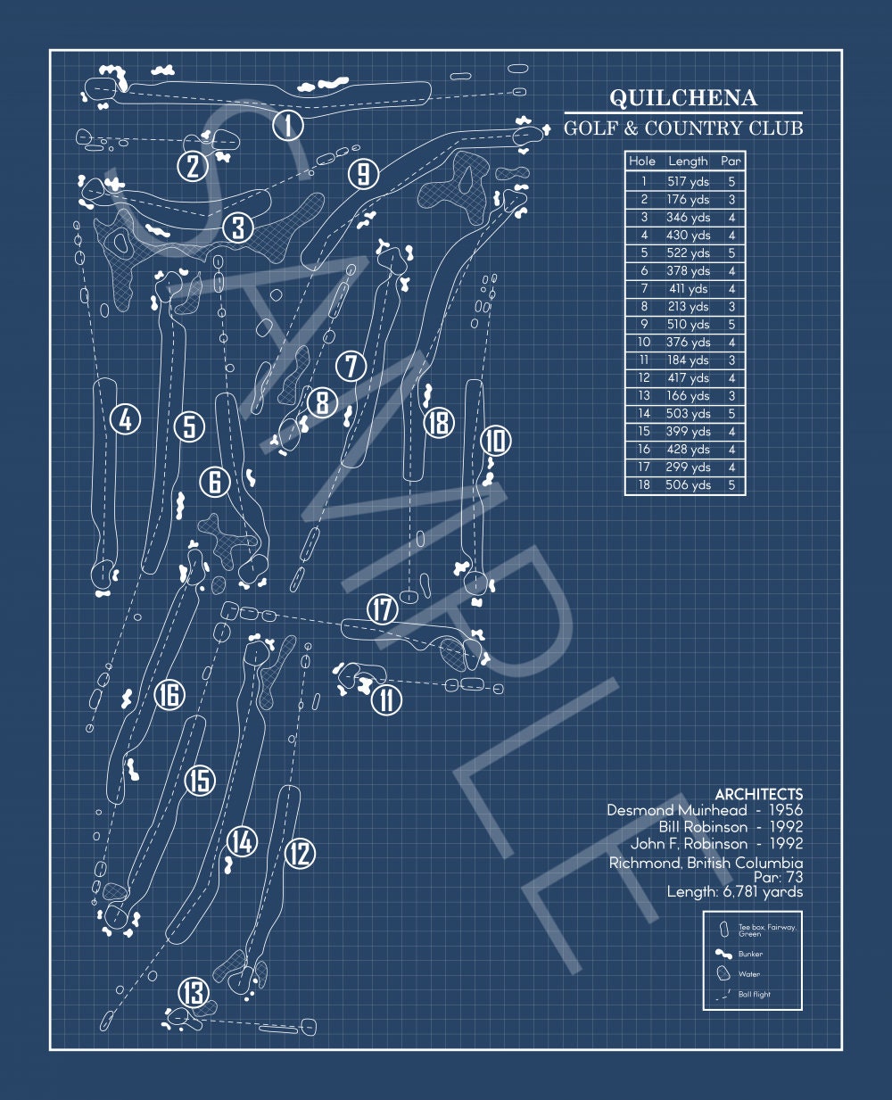 Quilchena Golf & Country Club Blueprint (Print)