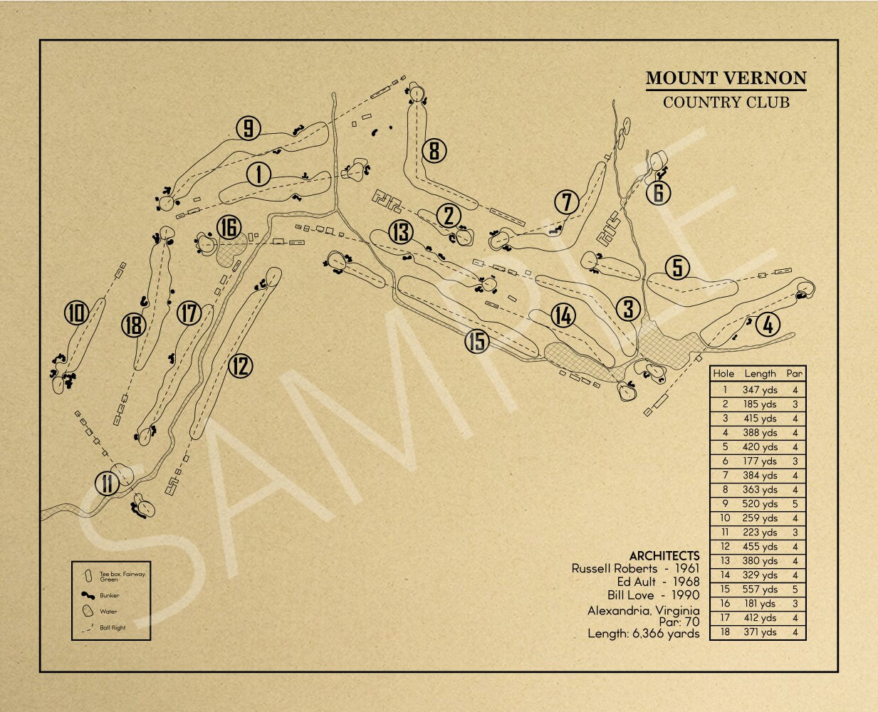 Mount Vernon Country Club Outline (Print)
