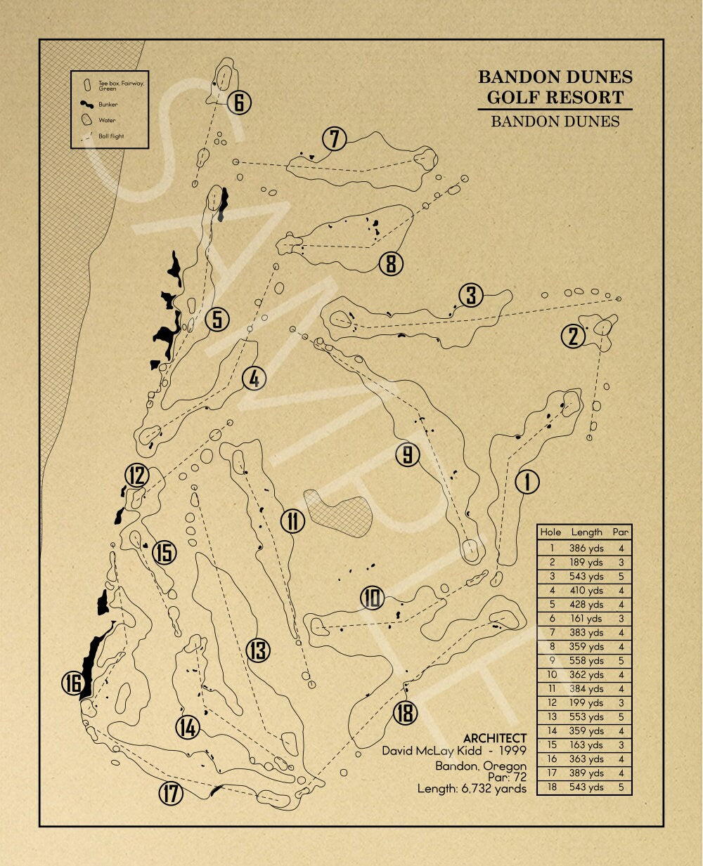 Bandon Trails Golf Course Outline (Print)