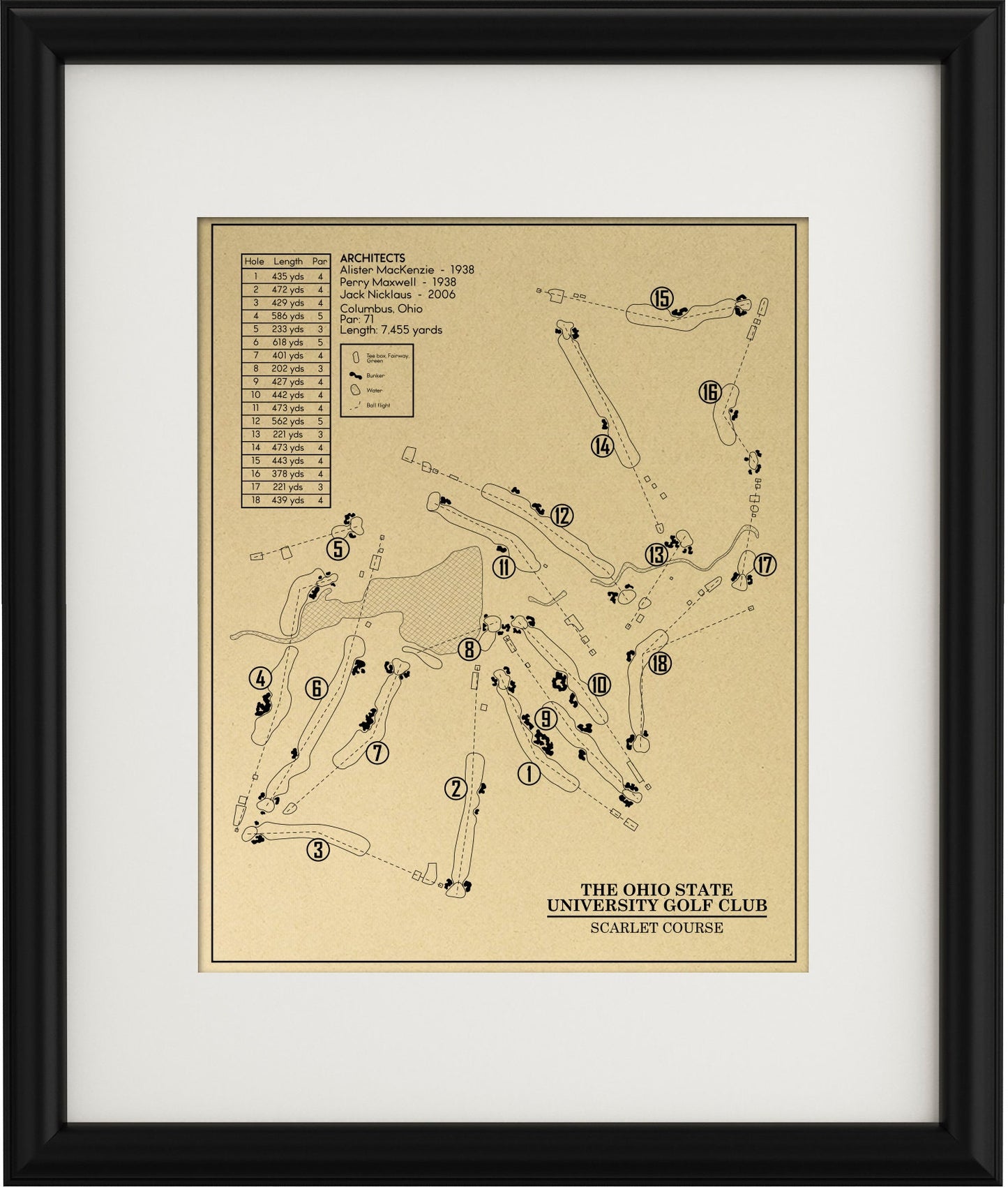 The Ohio State University Golf Club Scarlet Course Outline (Print)