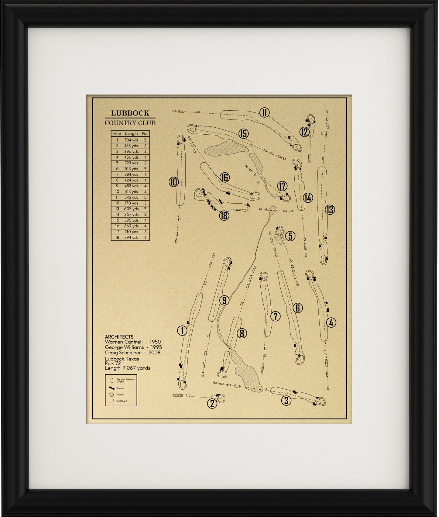 Lubbock Country Club Outline (Print)