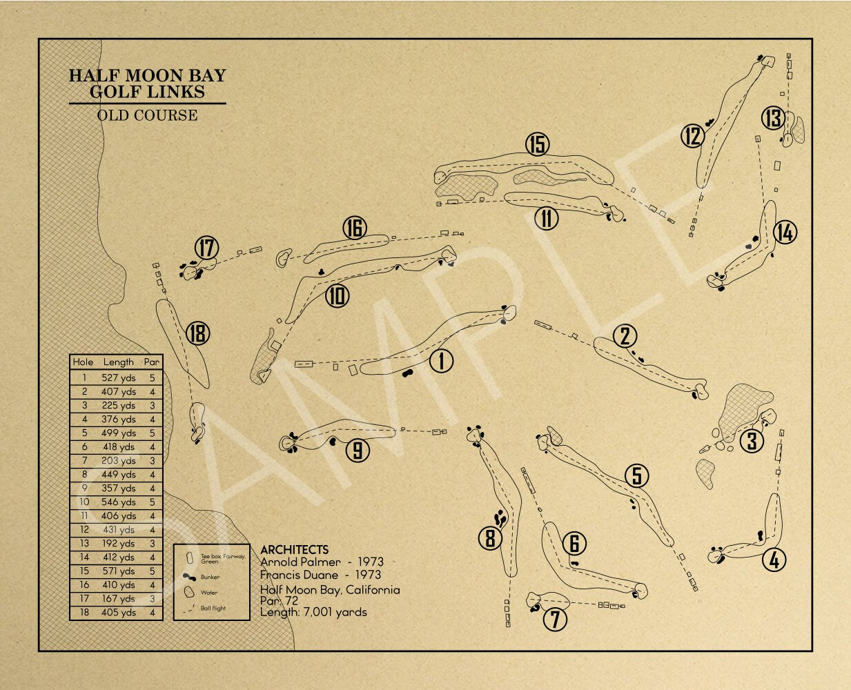 Half Moon Bay Old Course Outline (Print)