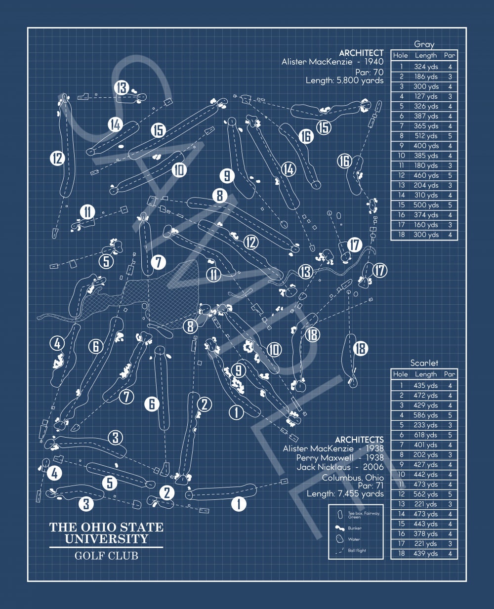 The Ohio State University Golf Club Blueprint (Print)