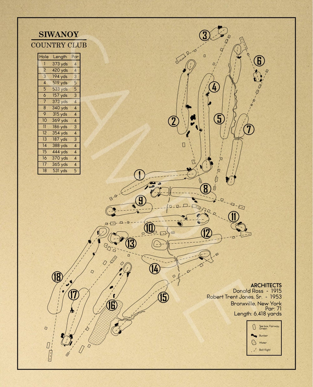Siwanoy Country Club Outline (Print)
