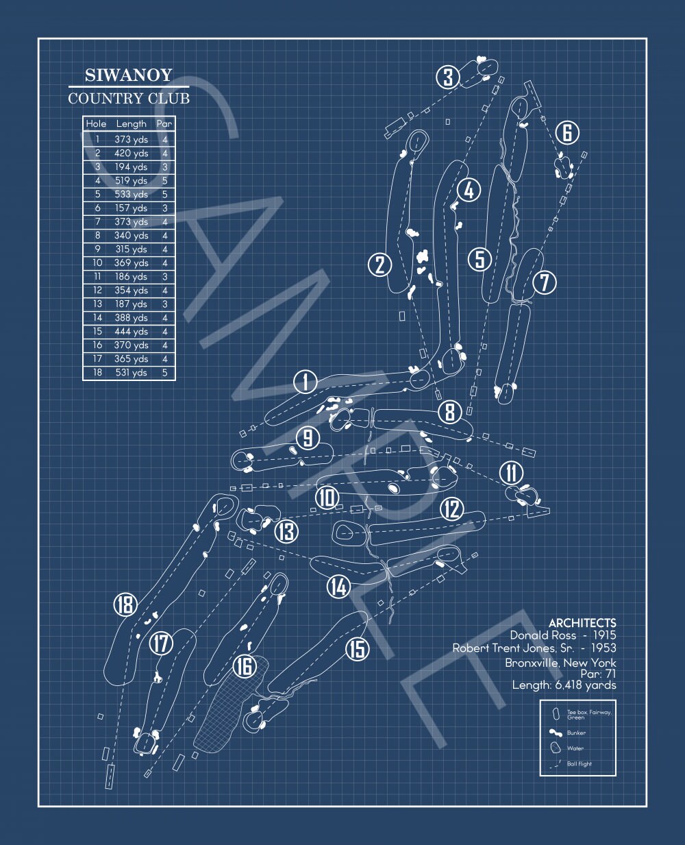 Siwanoy Country Club Blueprint (Print)