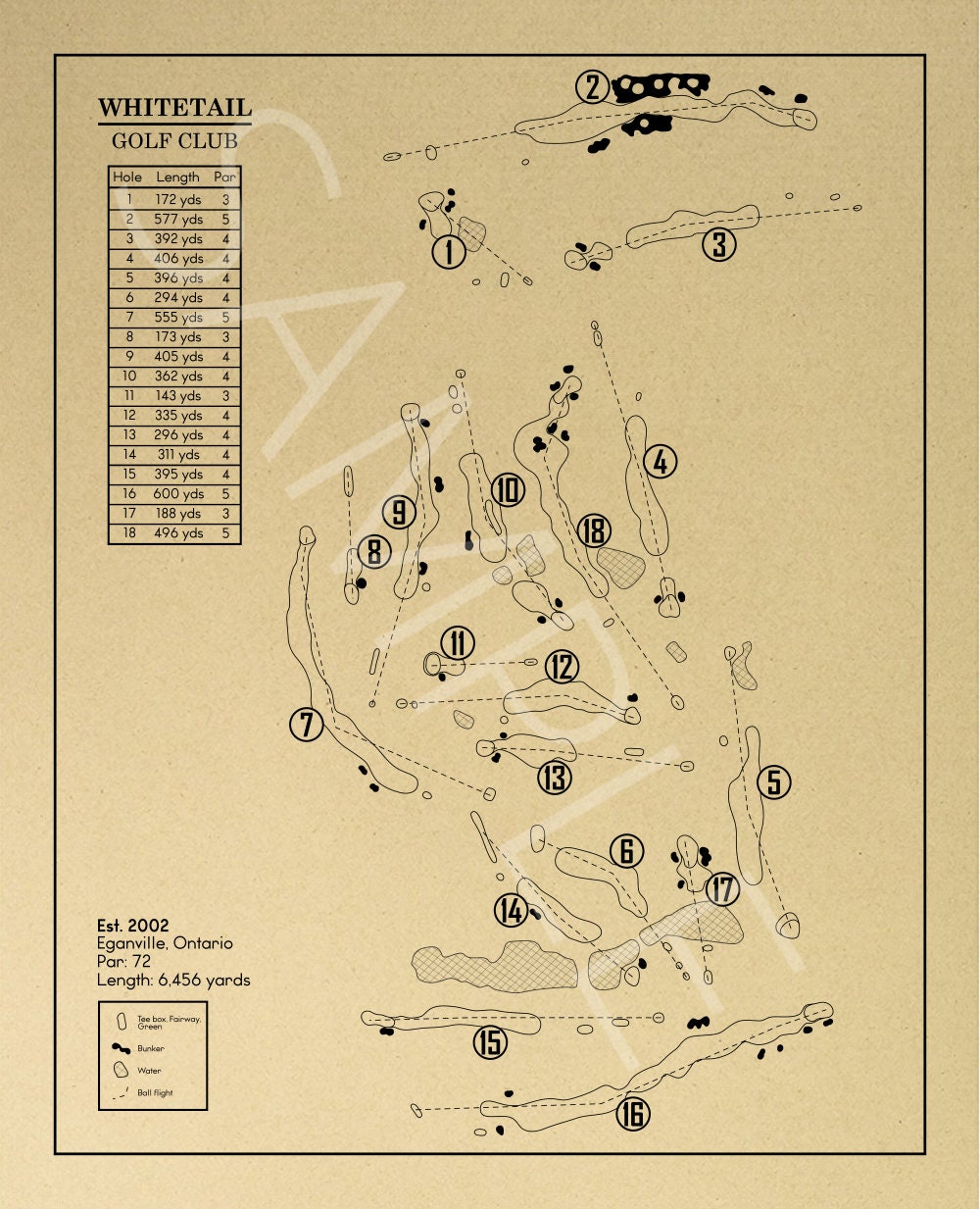 Whitetail Golf Club Outline (Print)