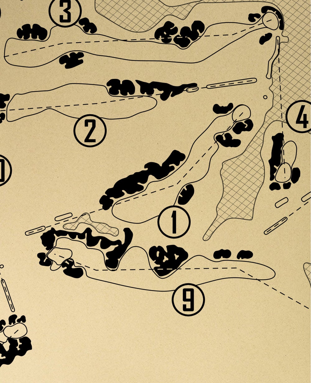 Old Memorial Golf Club Outline (Print)