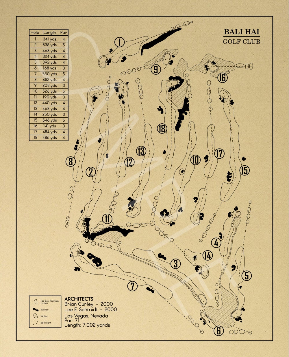 Baltusrol Golf Club Lower Course Outline (Print)