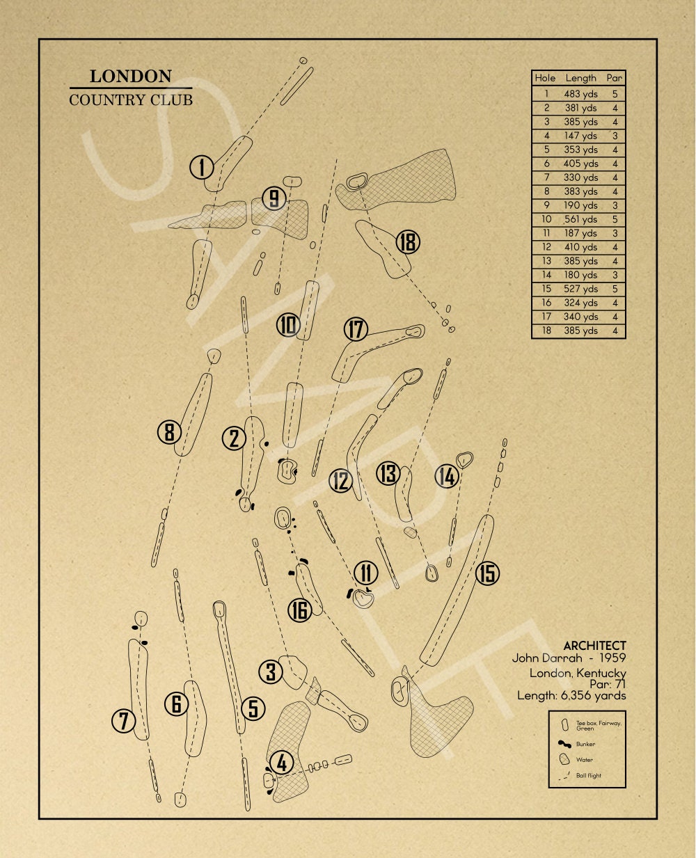 London Country Club Outline (Print)