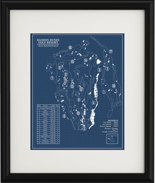 Bandon Dunes Old Macdonald Golf Course Blueprint (Print)