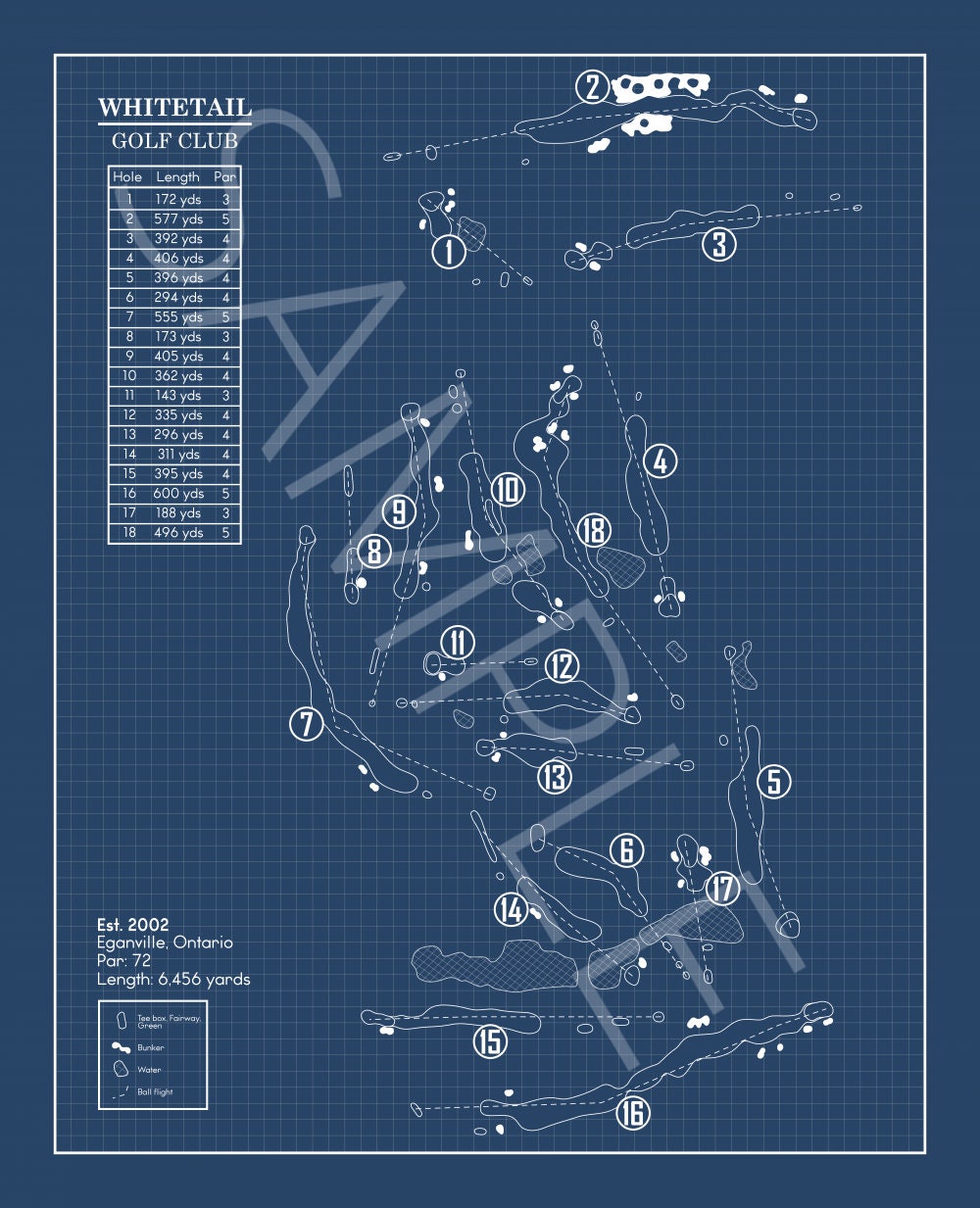 Whitetail Golf Club Blueprint (Print)
