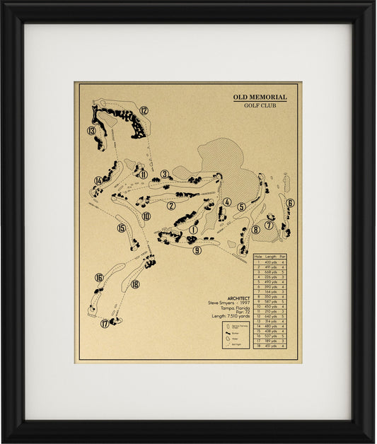 Old Memorial Golf Club Outline (Print)