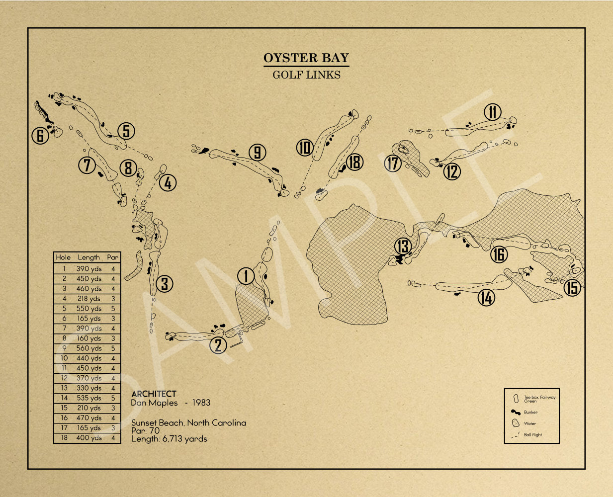 Oyster Bay Golf Links Outline (Print)