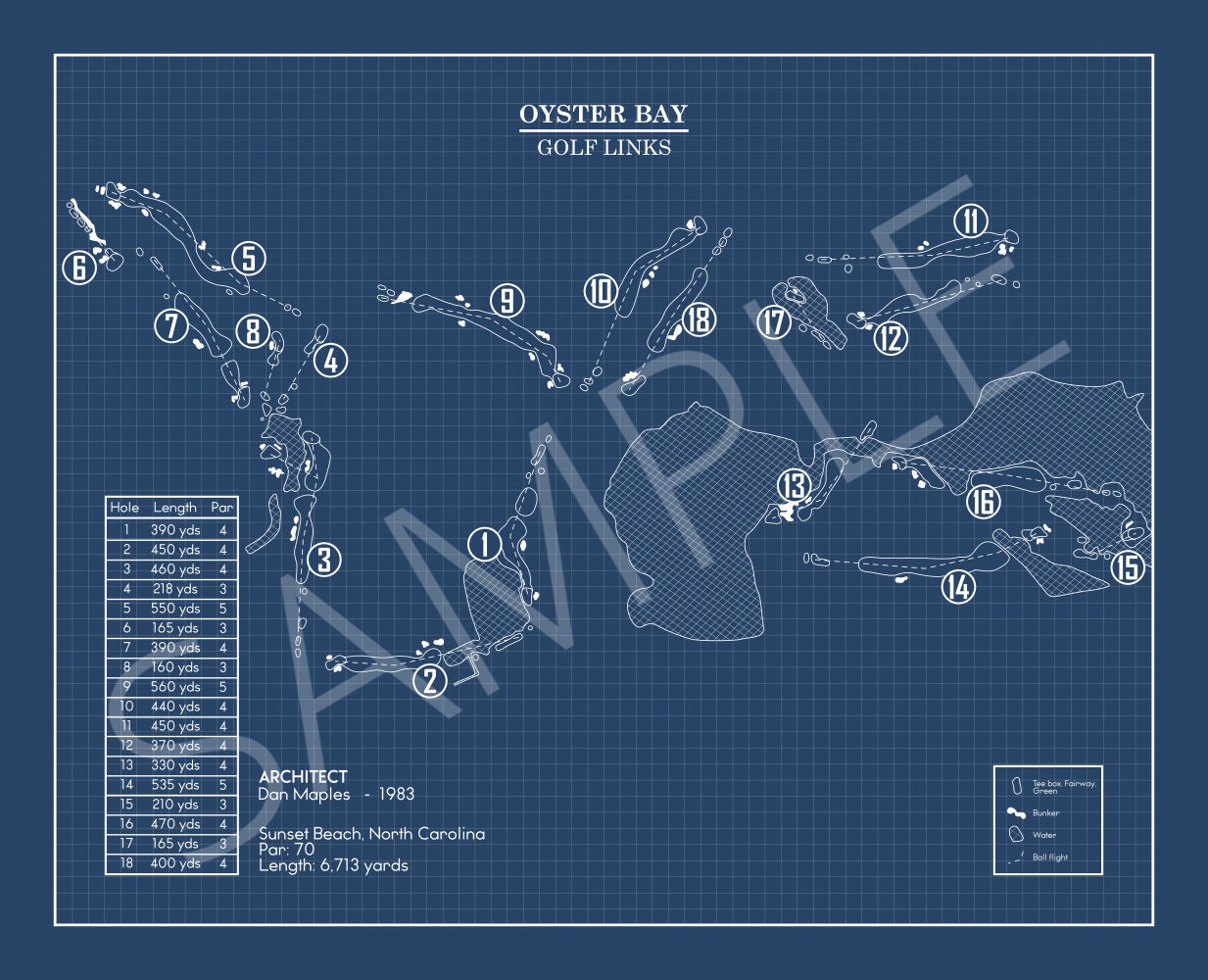 Oyster Bay Golf Links Blueprint (Print)