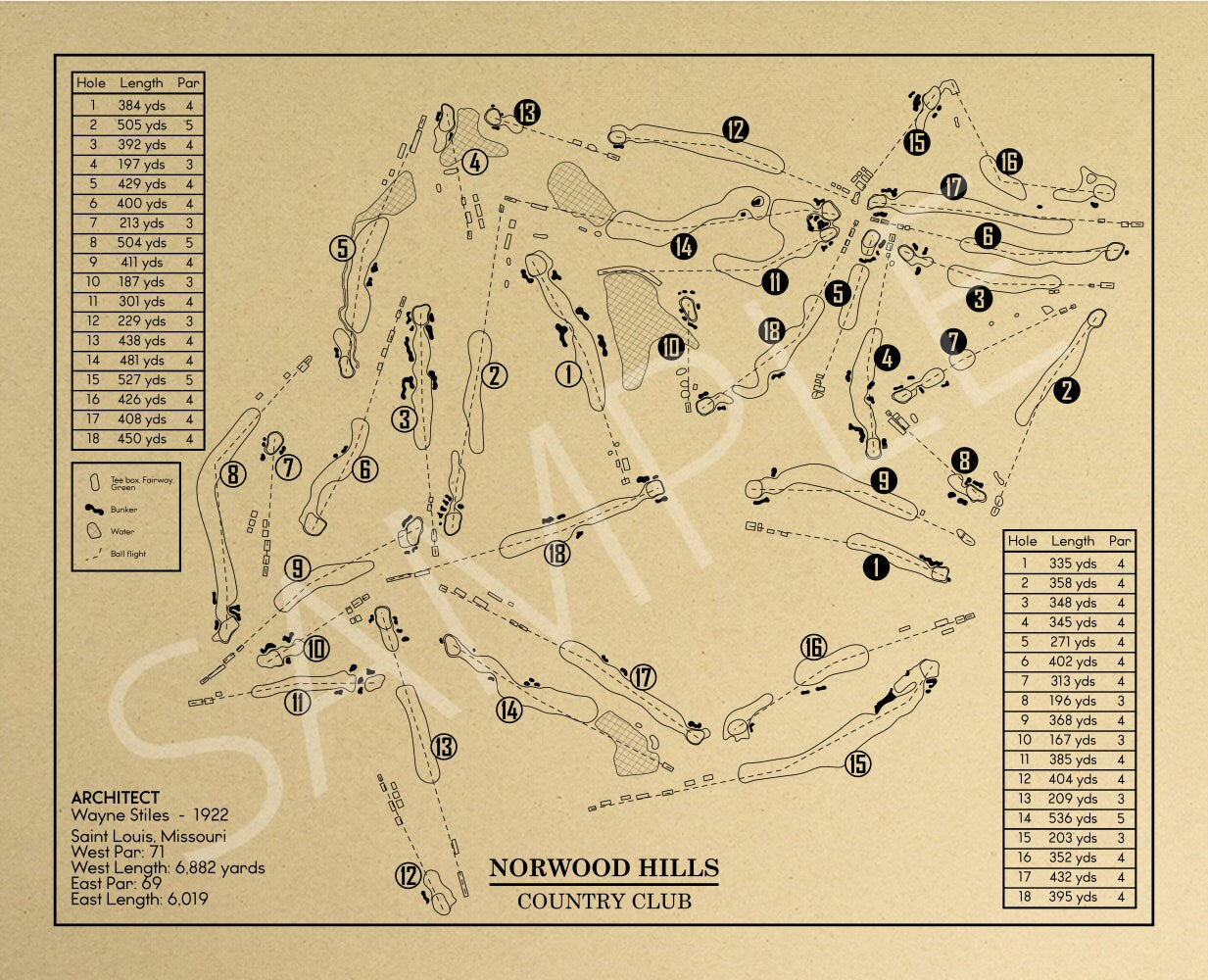 Norwood Hills Country Club Outline (Print)