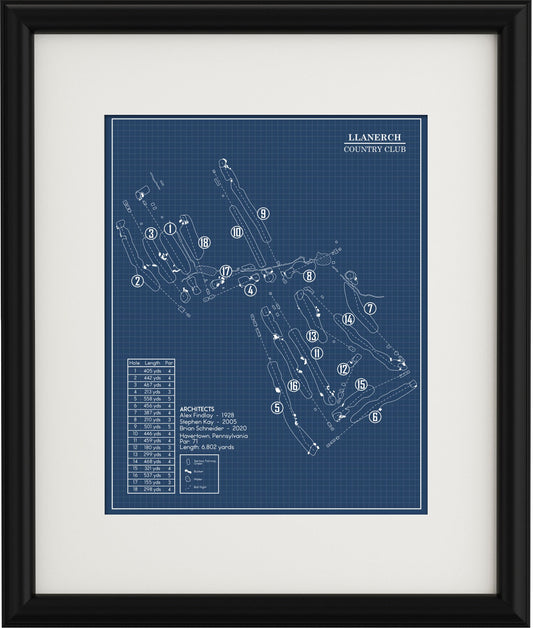 Llanerch Country Club Blueprint (Print)