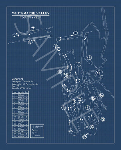 Whitemarsh Valley Country Club Blueprint (Print)