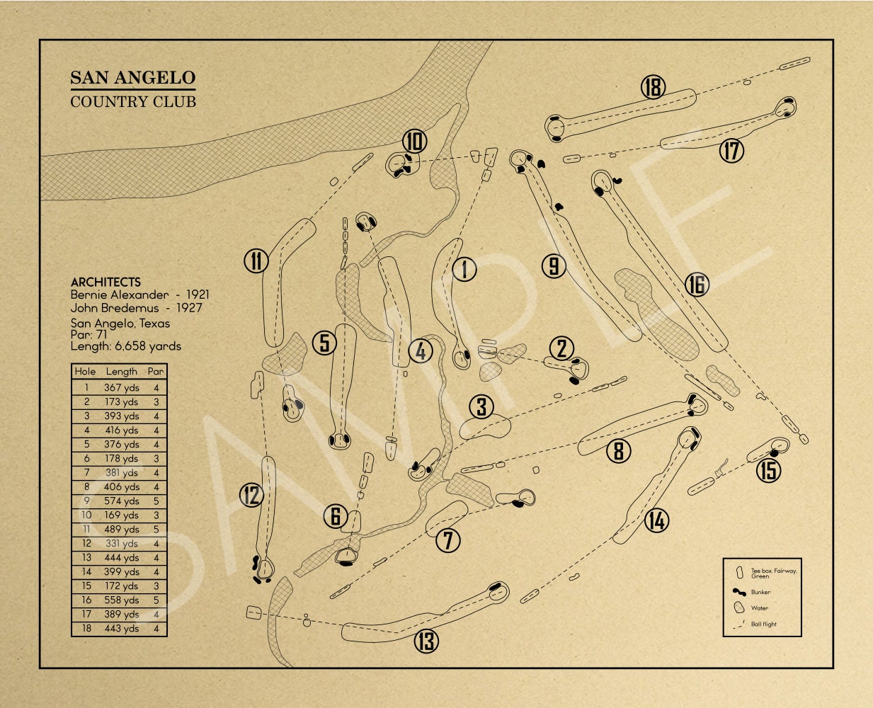 San Angelo Country Club Outline (Print)