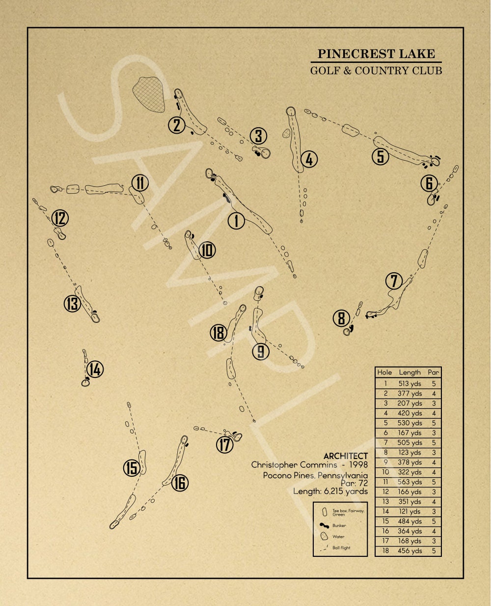Pinecrest Lake Golf & Country Club Outline (Print)