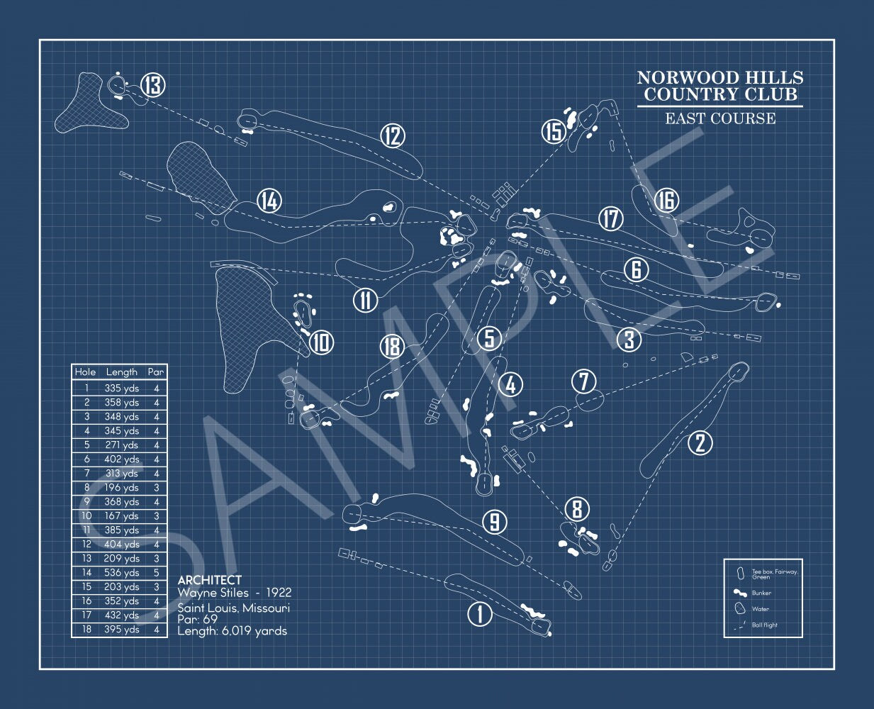 Oahu Country Club Blueprint (Print)