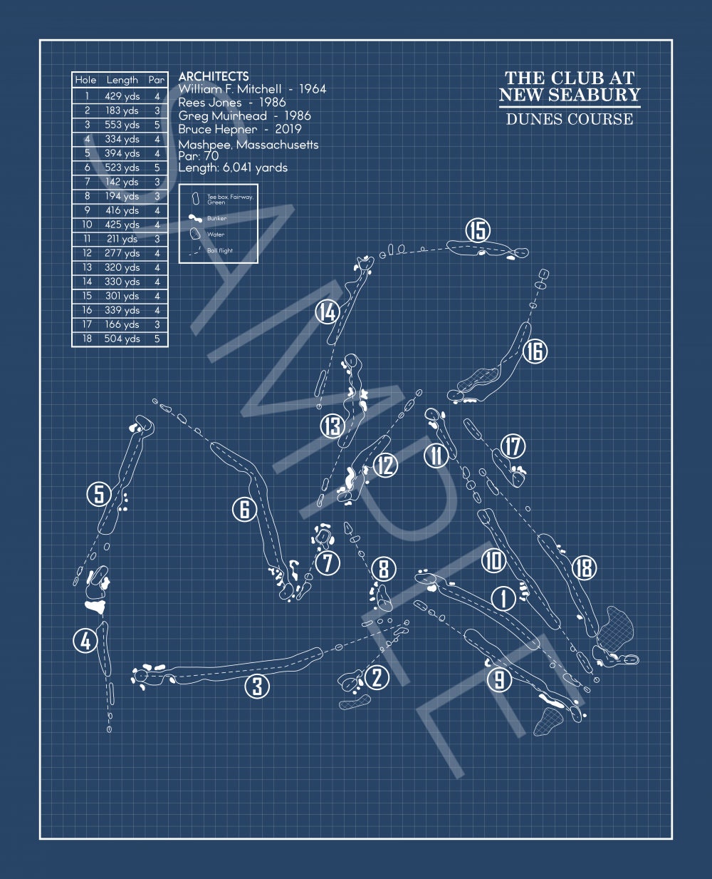 The Club at New Seabury Dunes Course Blueprint (Print)
