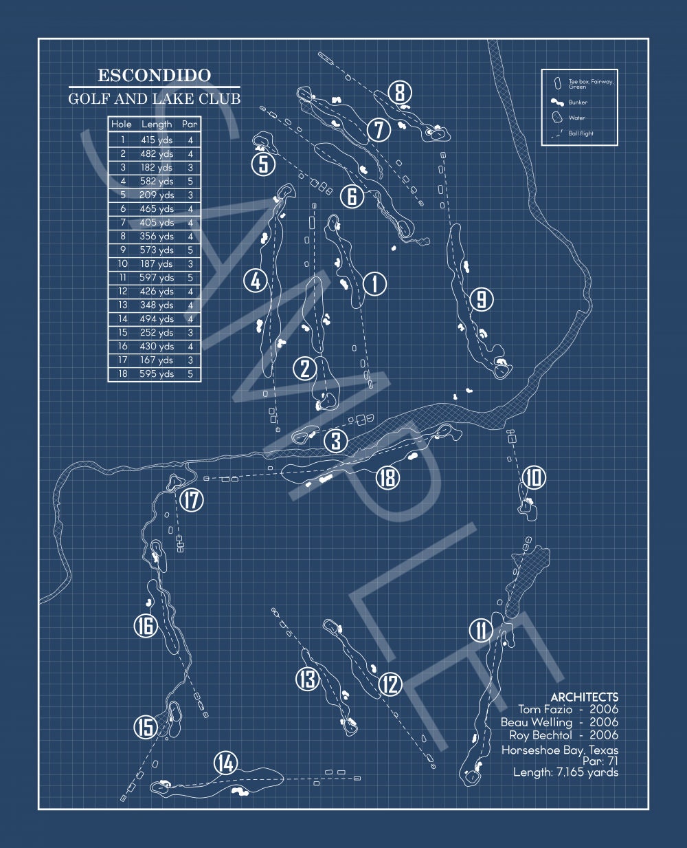 Escondido Golf Course Blueprint (Print)