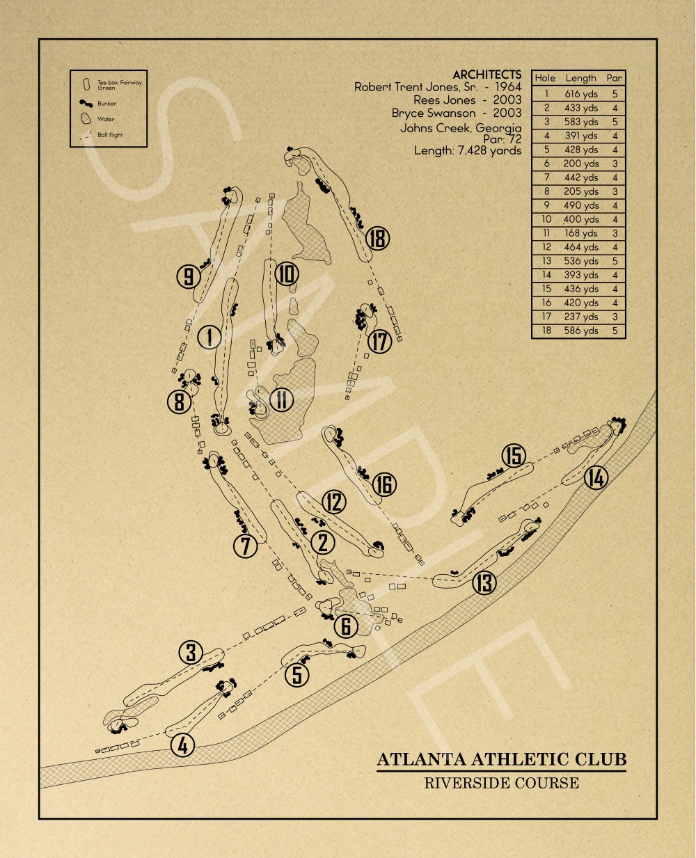 Austin Country Club Outline (Print)