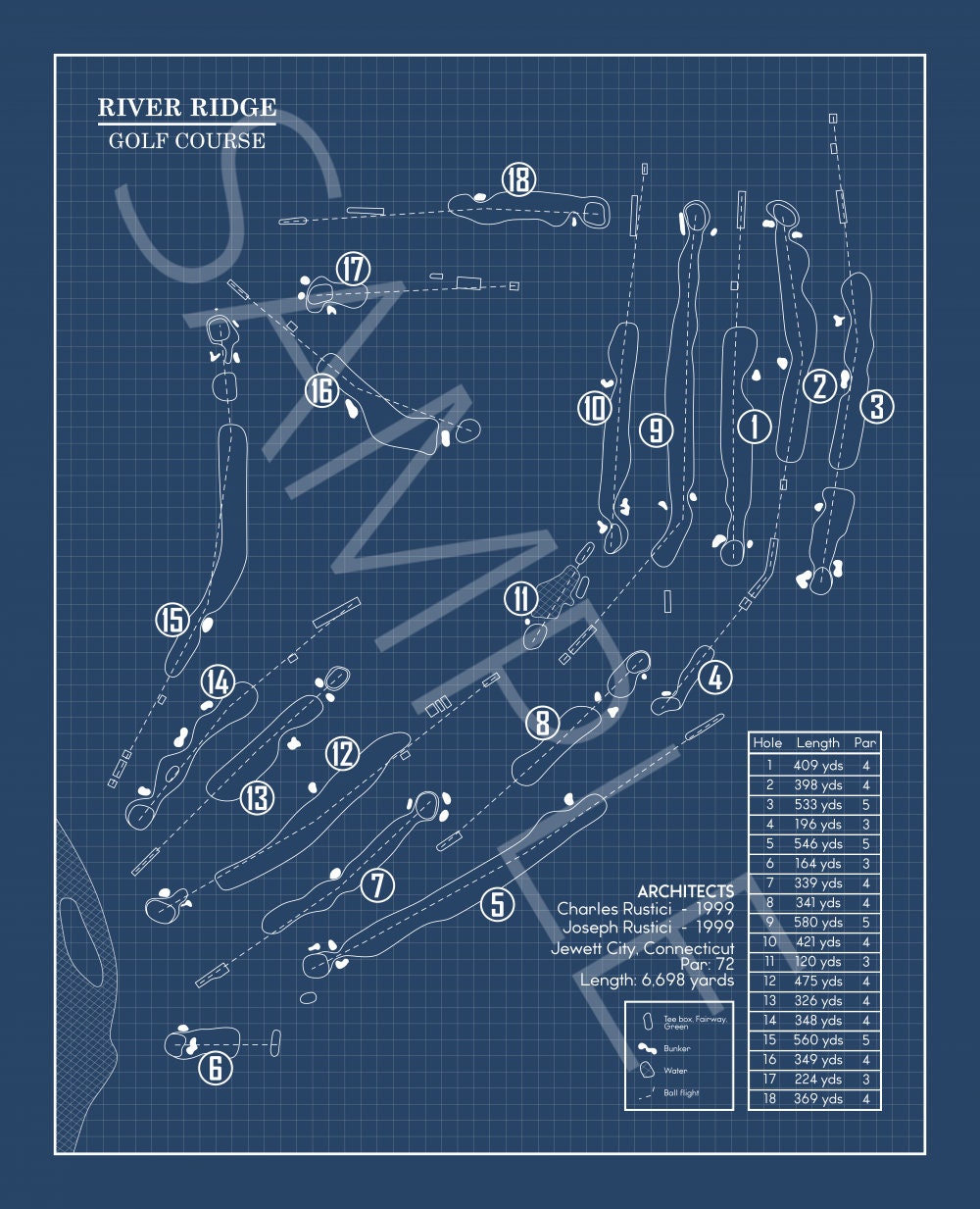 River Ridge Golf Course Blueprint (Print)
