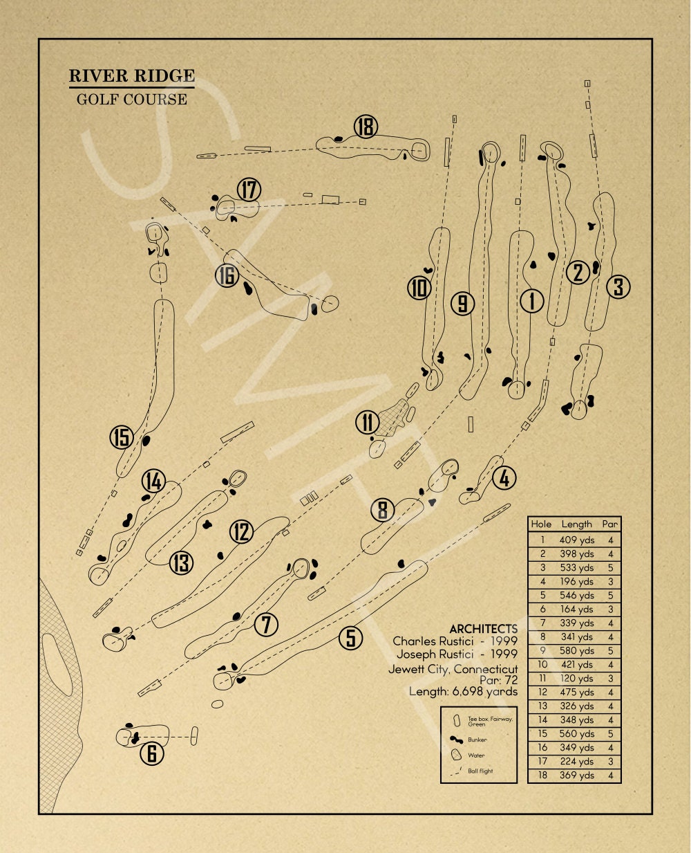 River Ridge Golf Course Outline (Print)