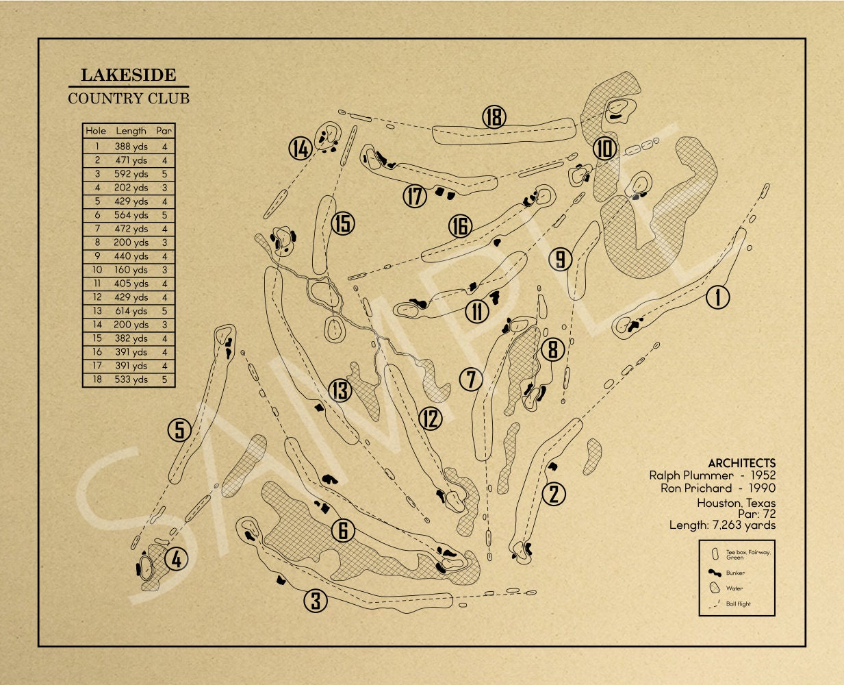 Lakeside Country Club Outline (Print)