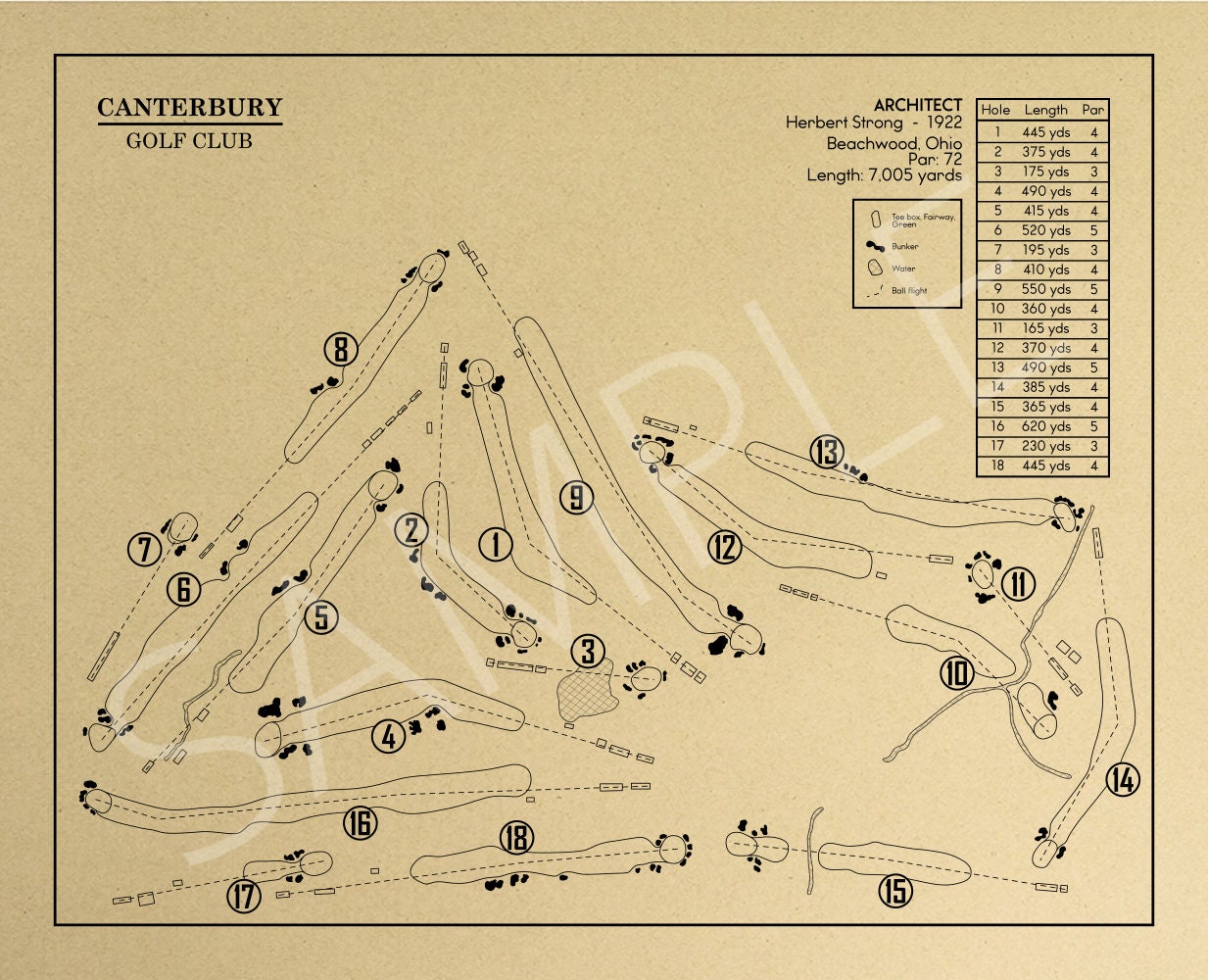 Canterbury Golf Club Outline (Print)