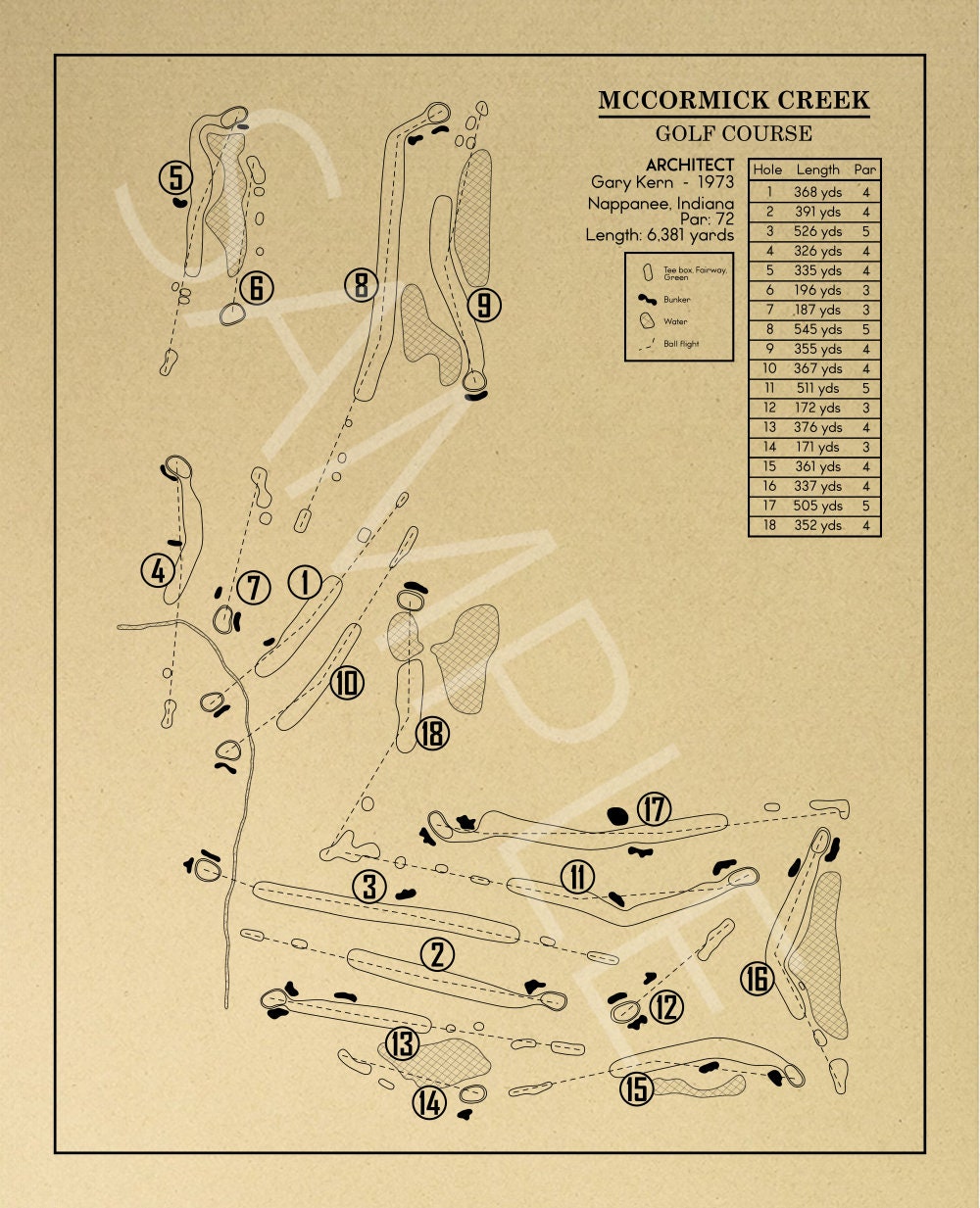 McCormick Creek Golf Course Outline (Print)