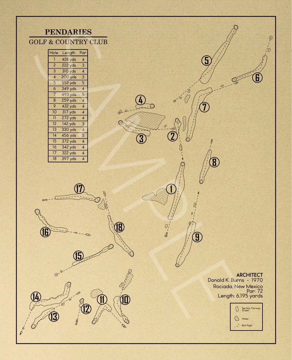 Pendaries Golf & Country Club Outline (Print)