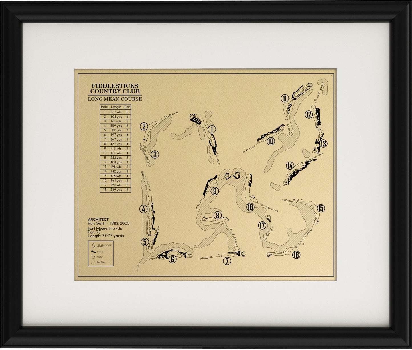 Fiddlesticks Country Club Long Mean Course Outline (Print)