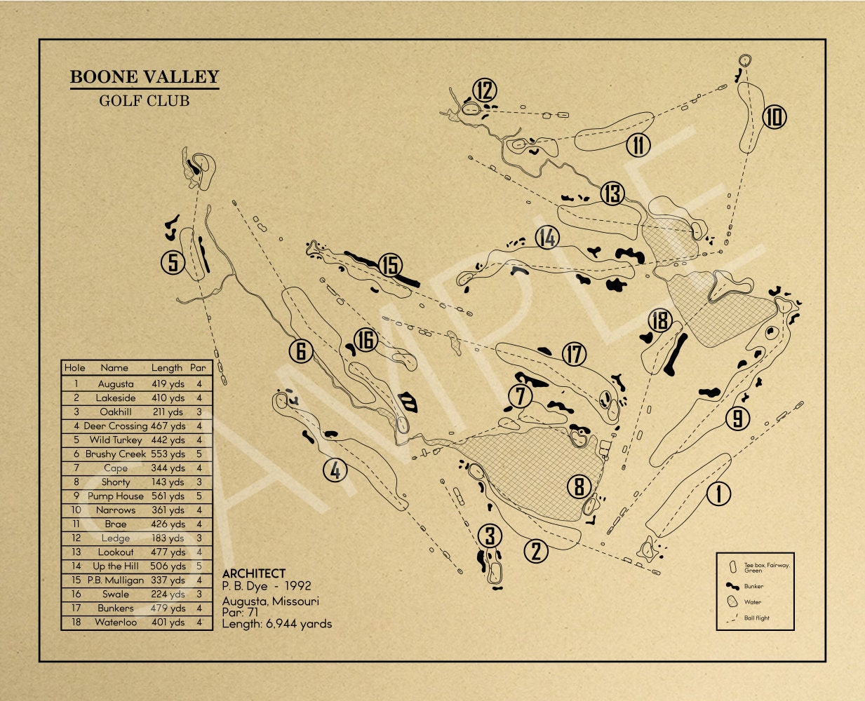 Boone Valley Golf Club Outline (Print)
