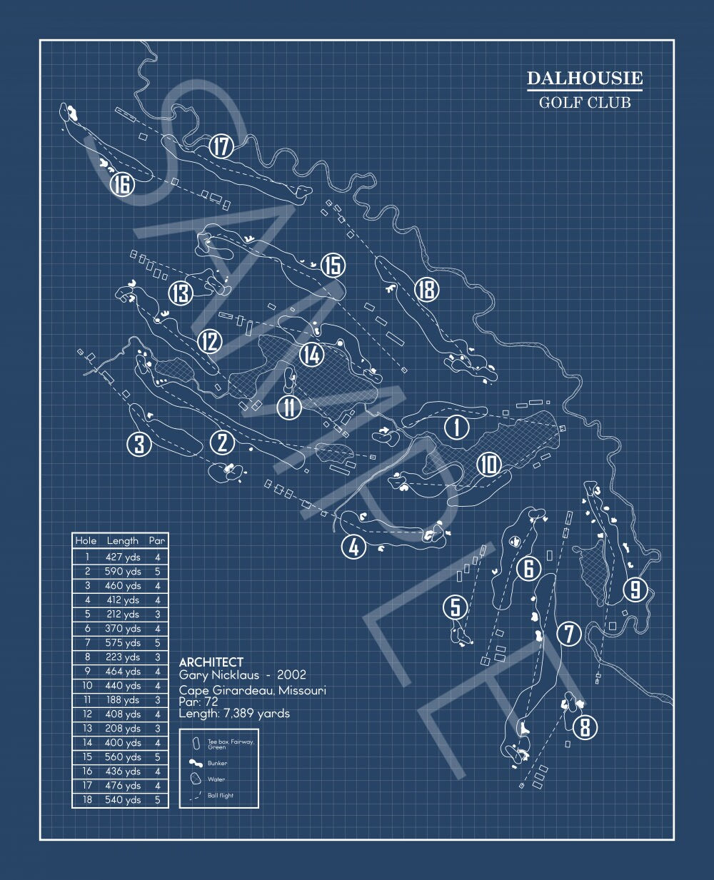 Dalhousie Golf Club Blueprint (Print)