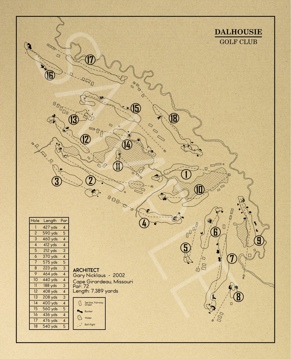 Dalhousie Golf Club Outline (Print)