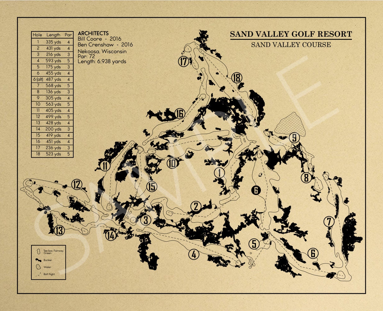 Sand Valley at Sand Valley Golf Resort Outline (Print)