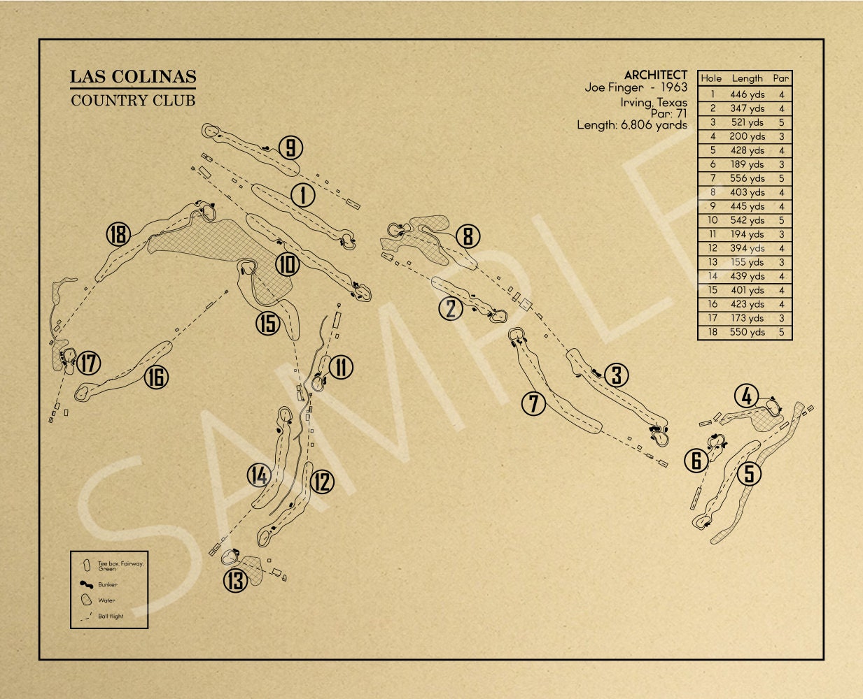 Las Colinas Country Club Outline (Print)