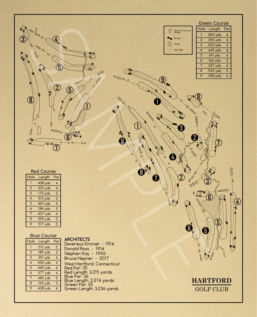 Hartford Golf Club Outline (Print)