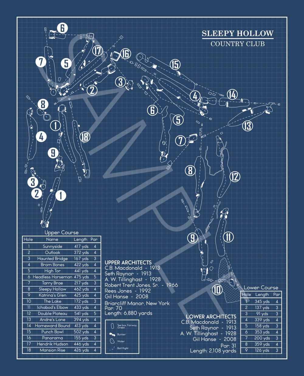 Sleepy Hollow Country Club Blueprint (Print)