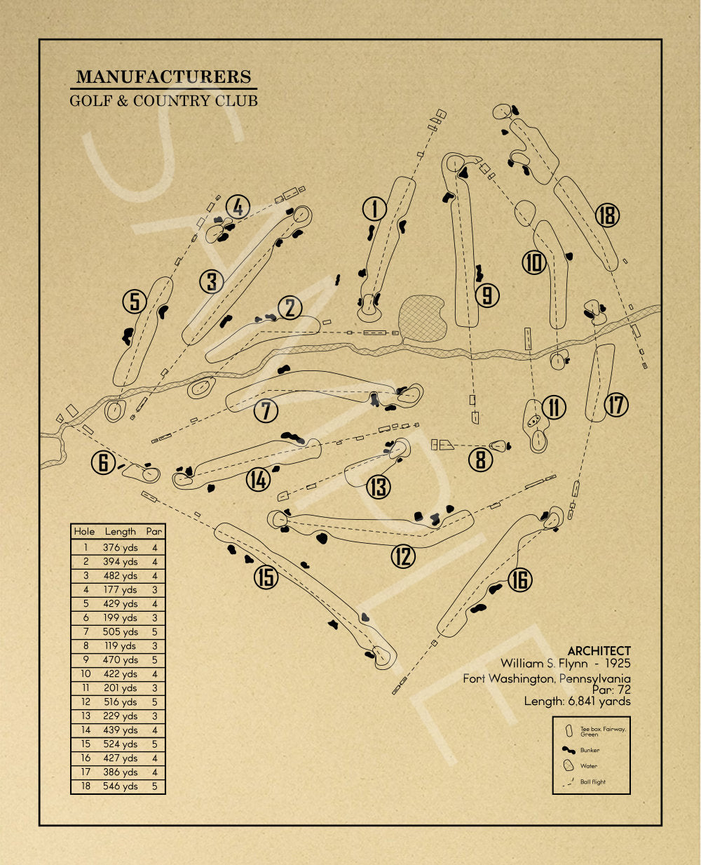 Manufacturers Golf & Country Club Outline (Print)