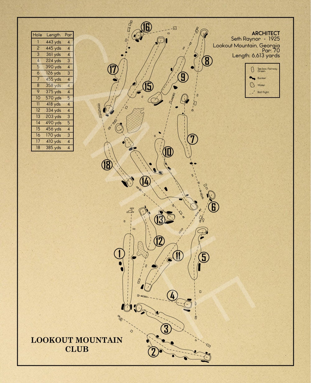 Lookout Mountain Club Outline (Print)