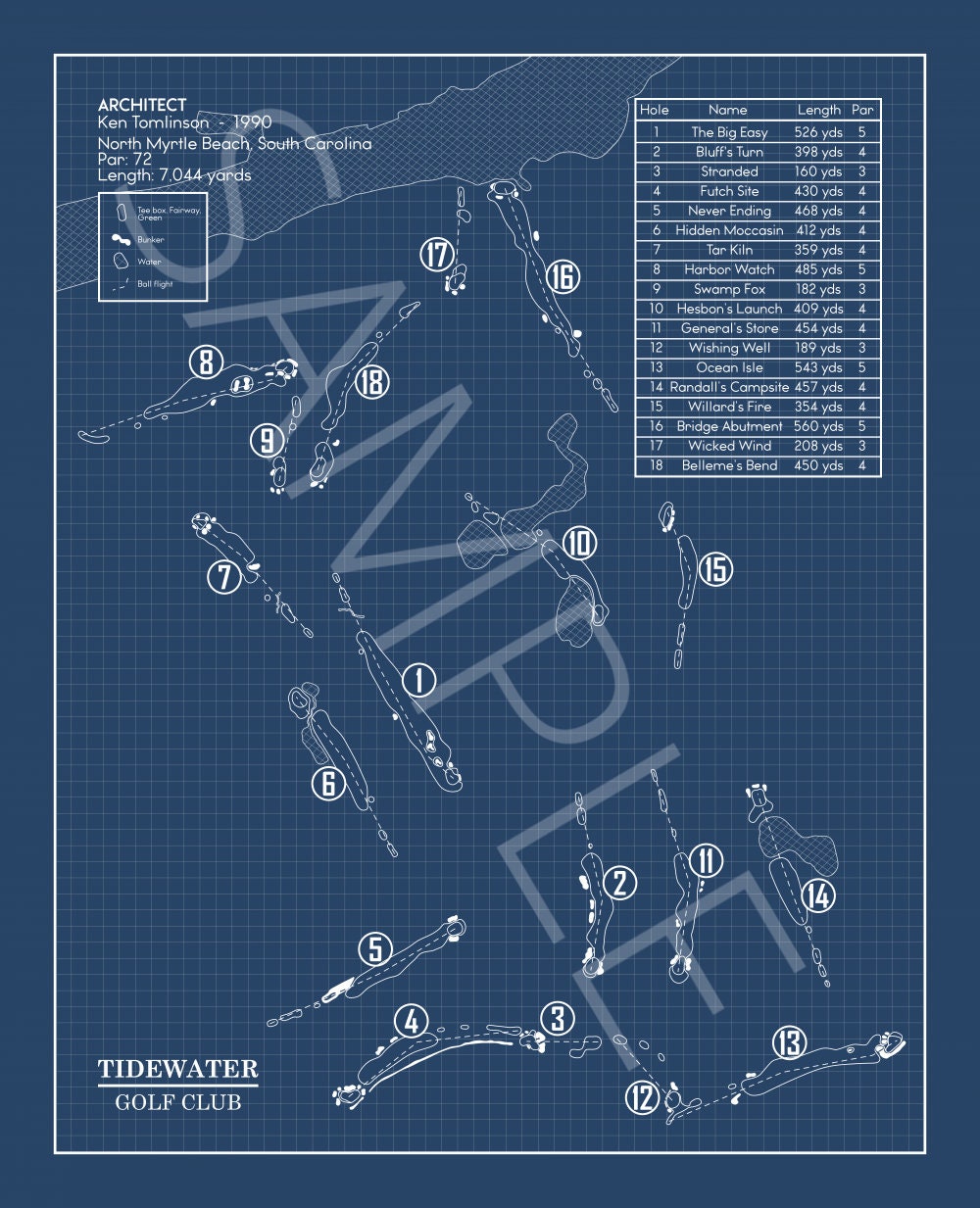 Tidewater Golf Club Blueprint (Print)