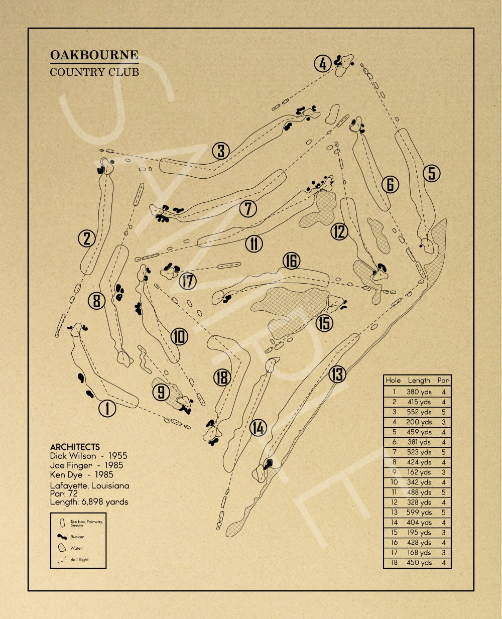 Oakbourne Country Club Outline (Print)