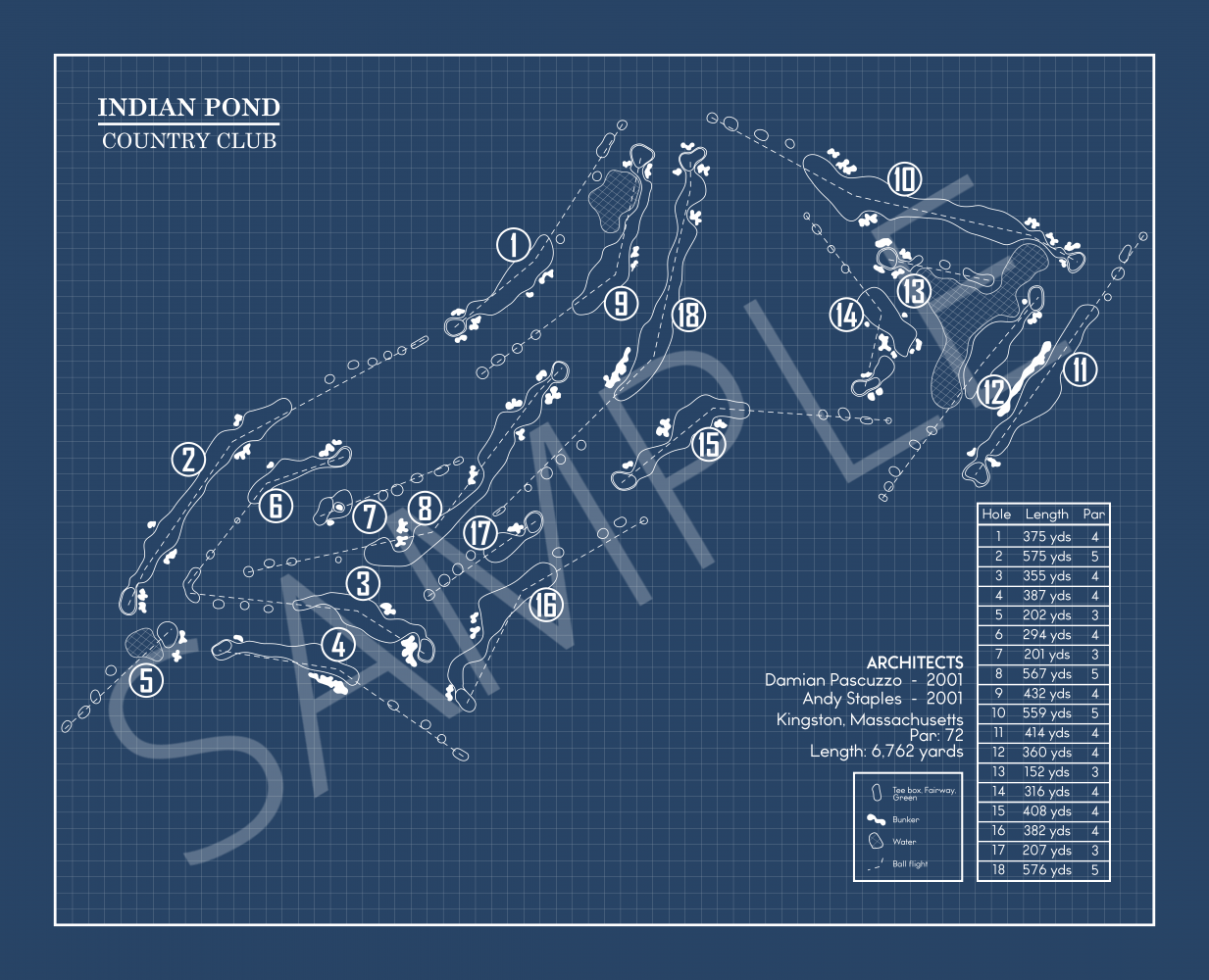 Indian Pond Country Club Blueprint (Print)