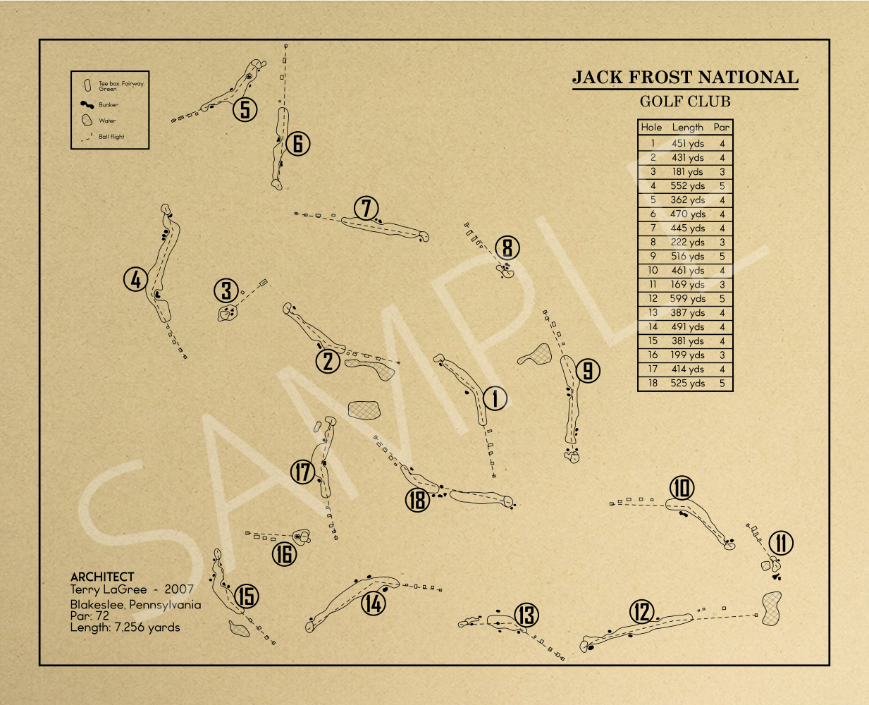Jack Frost National Golf Club Outline (Print)