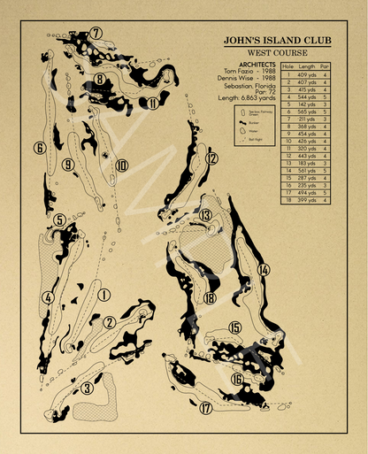 John's Island Club West Course Outline (Print)