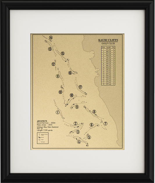 Kauri Cliffs Golf Club Outline (Print)